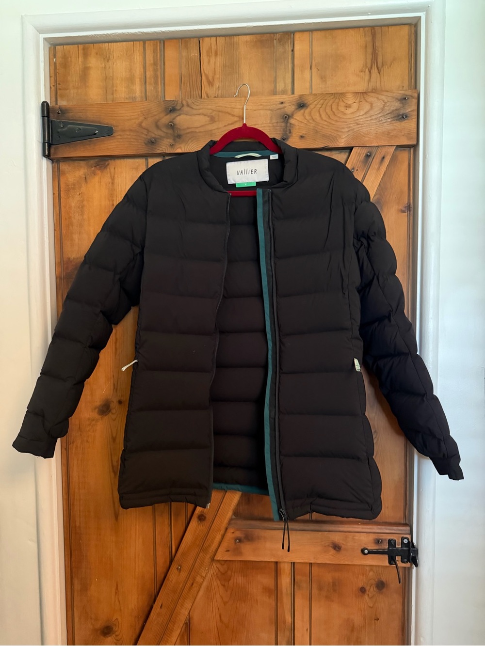 Vallier Women's Isola Light Down Black Puffer Jacket with Green trim and lining